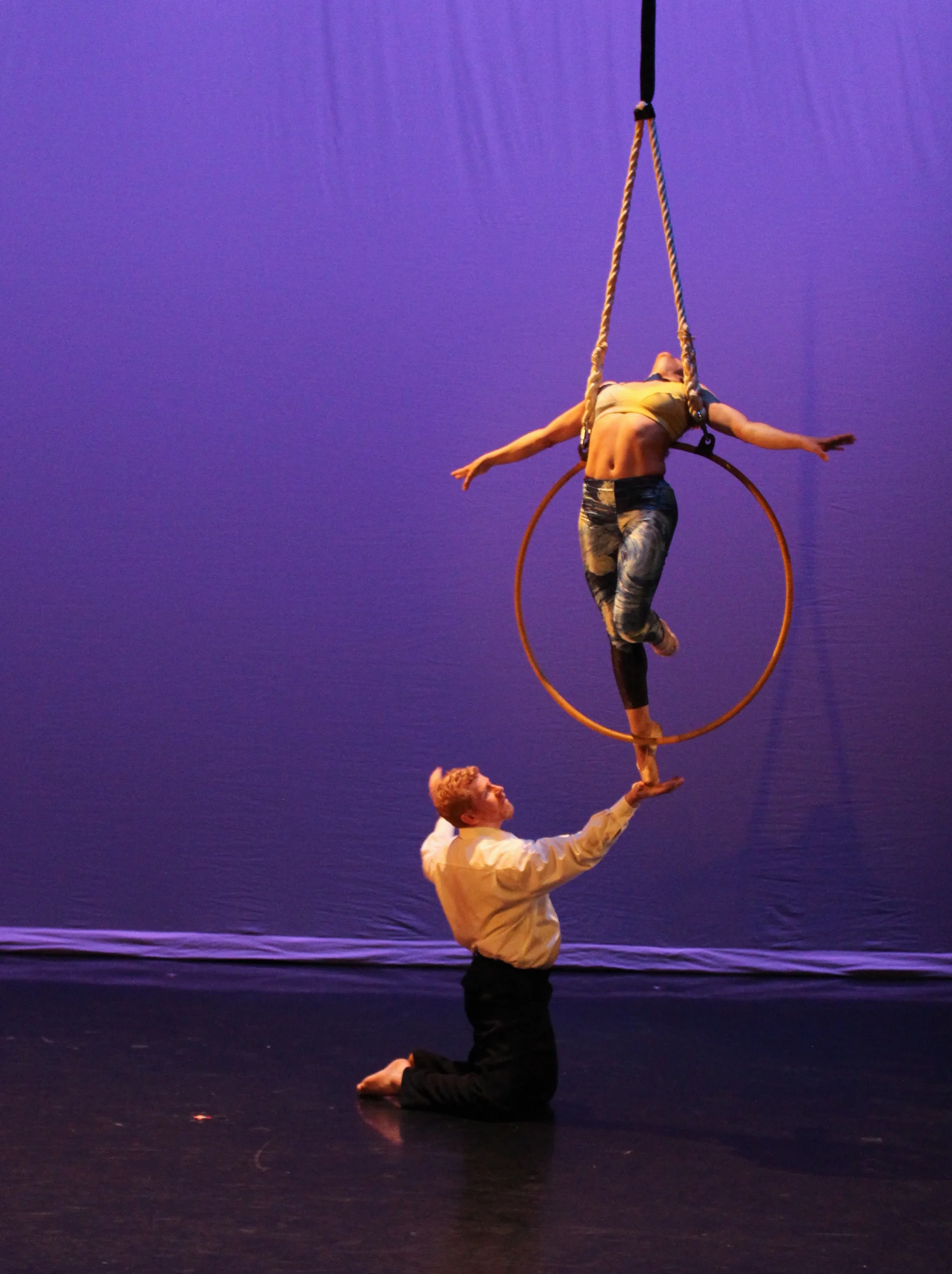 Aerialists Cleo Carol Knopf and Bobby Hedglin-Taylor performing at  The Choreographer’s Canvas  at Manhattan Movement and Arts Center. 