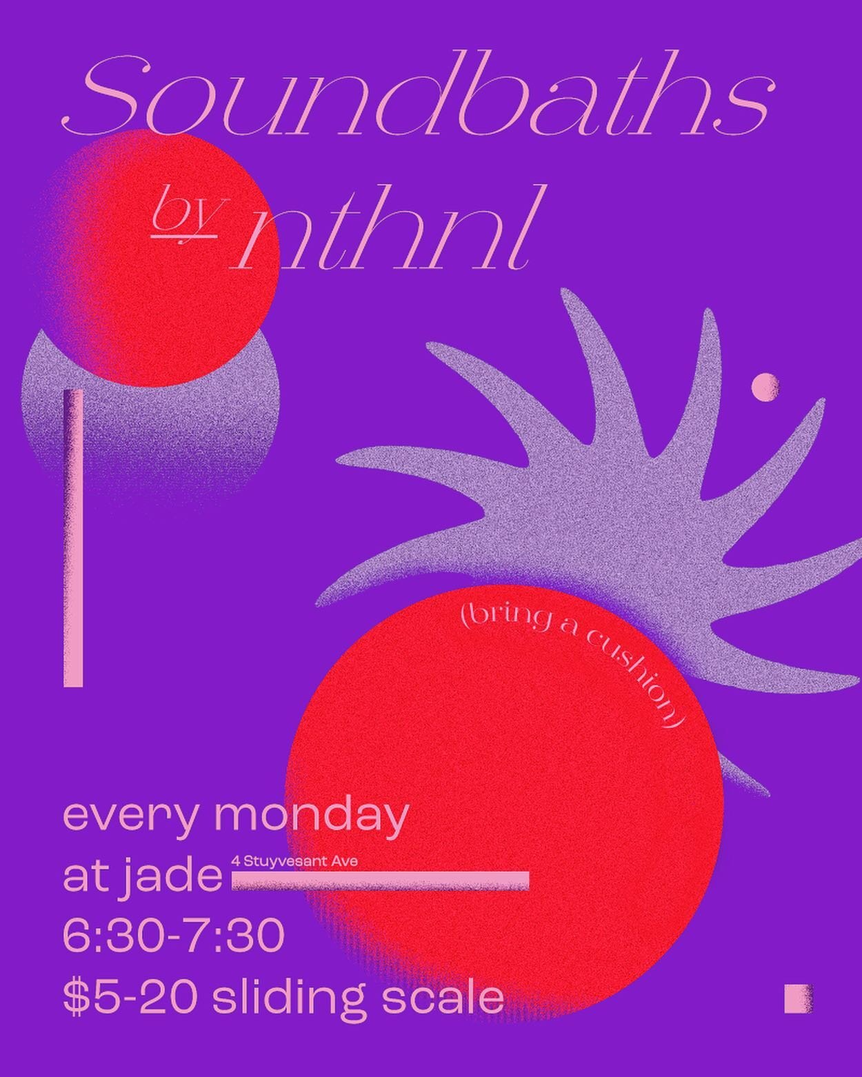 Starting next week every Monday from 6:30-7:30 I&rsquo;ll be hosting a Soundbath at @bar.jade.bk 
&bull;
Hope to see you there, it&rsquo;s a lovely time and you will feel great after and during!