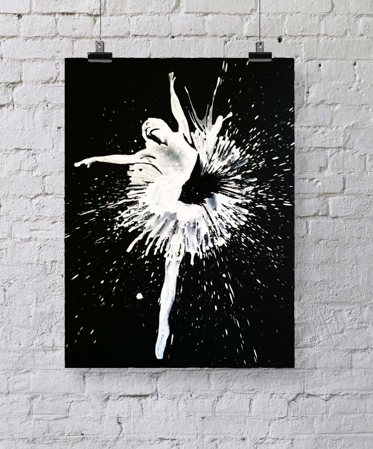 art print ballerina white silhouette black background gallery white brick