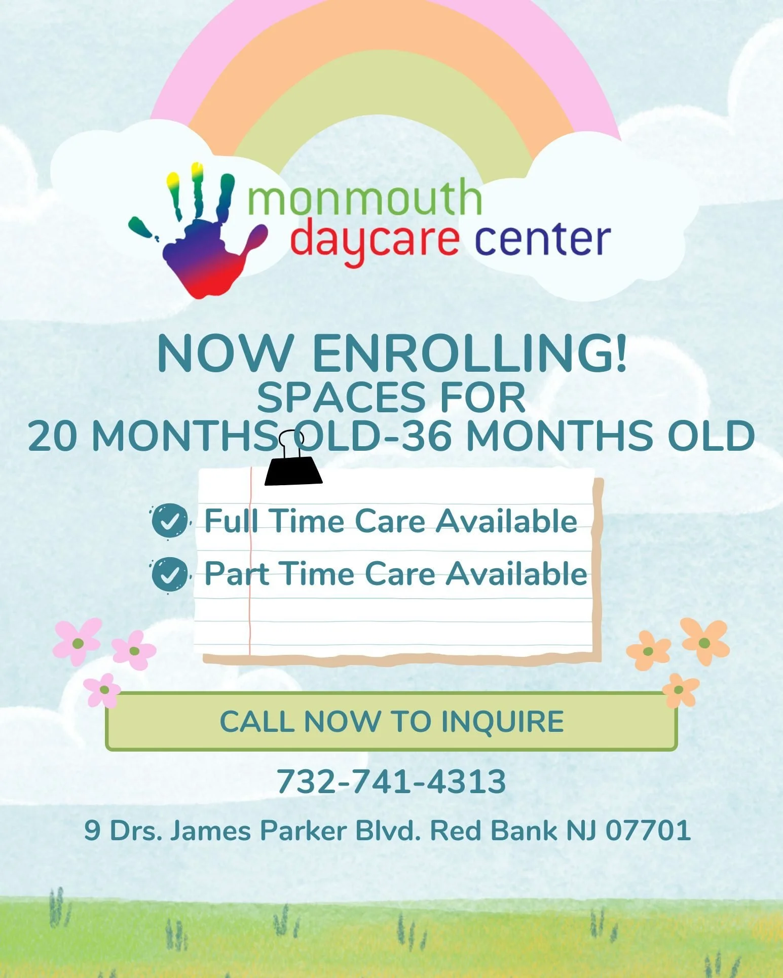 We are now enrolling for children between the ages of 20 months- 36 months old! 
Give our office a call! 732-741-4313