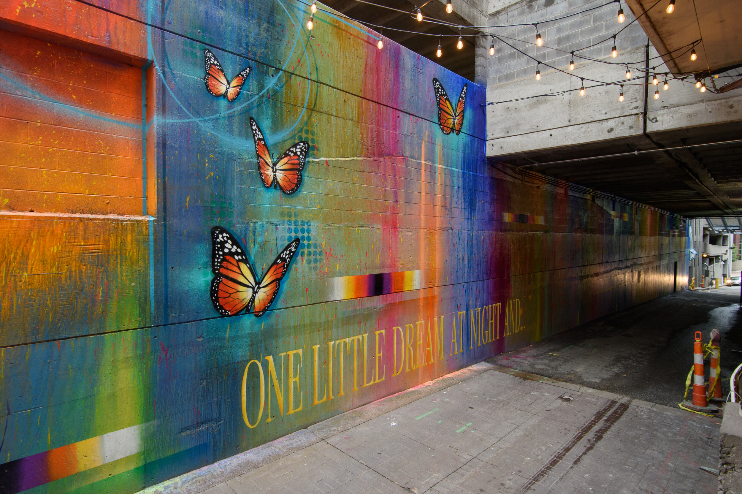  View of the recently completed mural in Printers Alley  