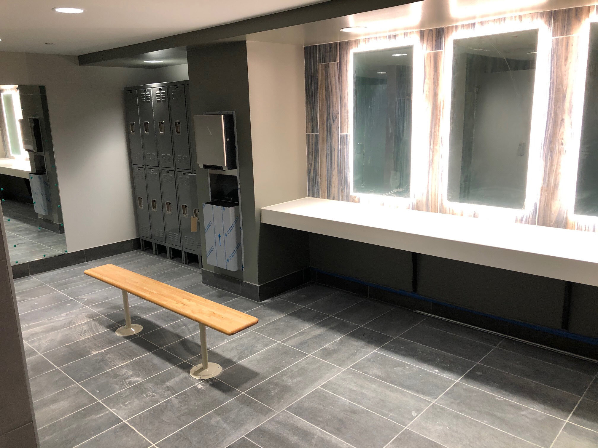  Counter and lighting within the new locker room  