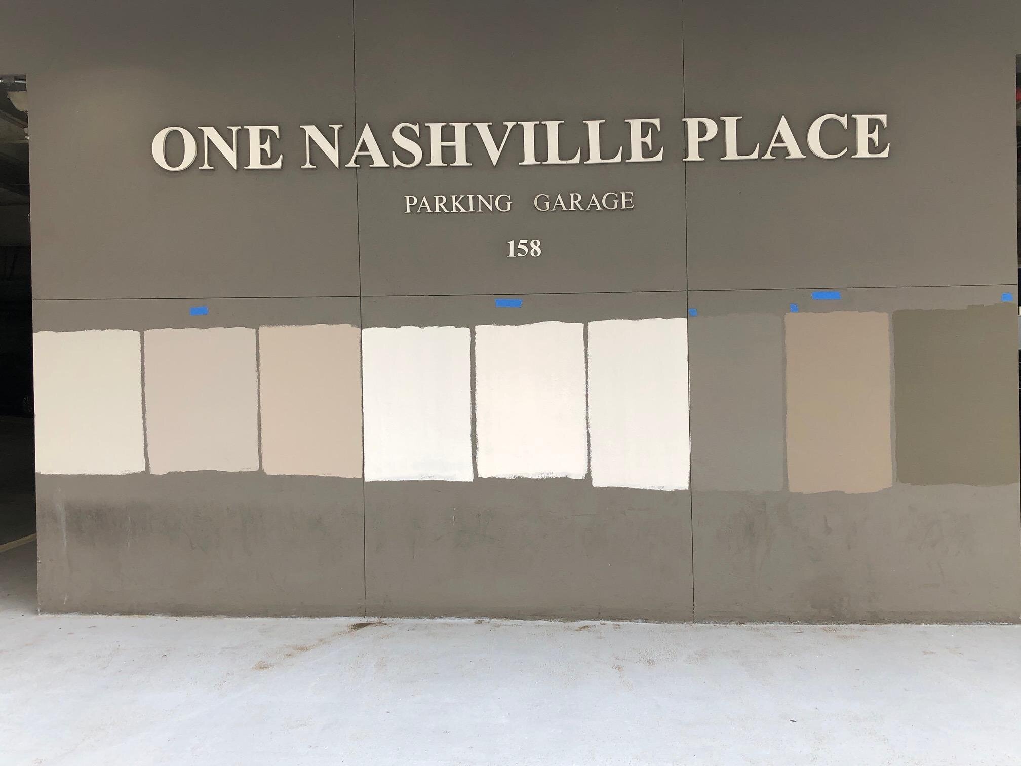  Paint samples on the One Nashville garage  