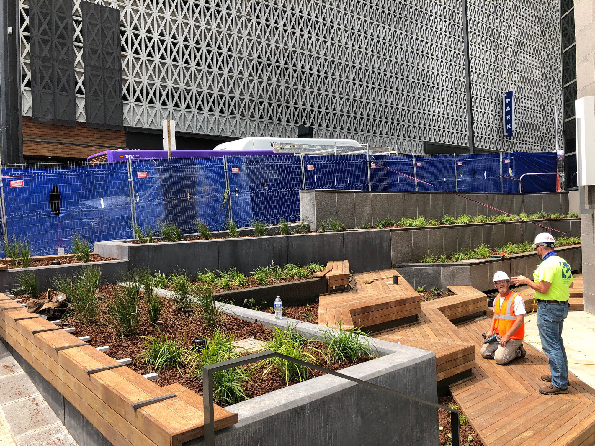  New landscaping around the stairs at the 4th &amp; Commerce entrance 