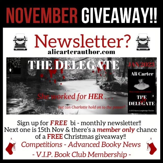 UK NOVEMBER GIVEAWAY!! Sign up for FREE bi-monthly newsletter!! Next one is  15th Nov &amp; there's a UK member only chance of a FREE Christmas giveaway!! Competitions - Advanced Booky News - V.I.P. Book Club Membership - what's not to love? 3 Lucky 
