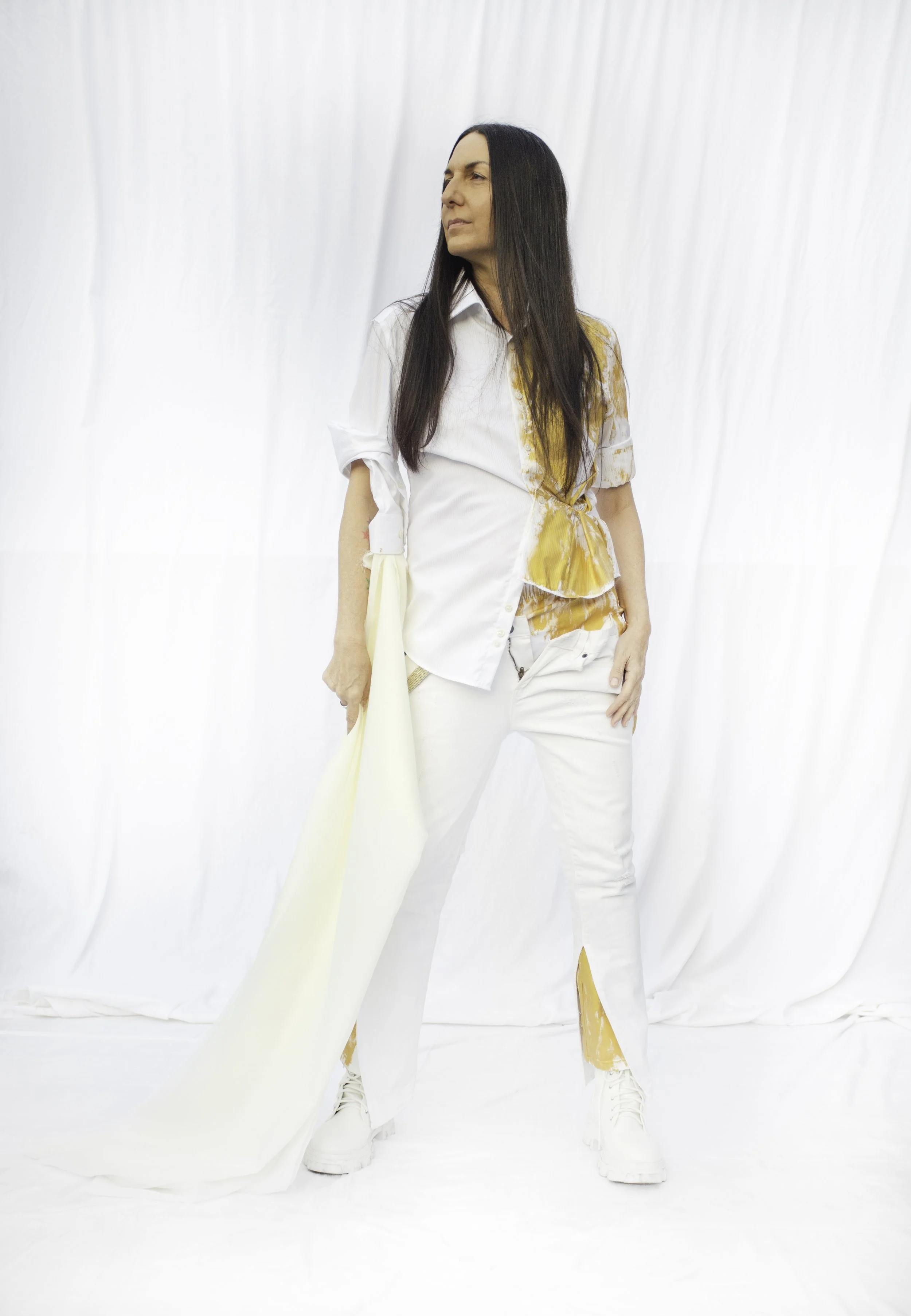 Upcycled Gold & White BREEZE Deconstructed Shirt