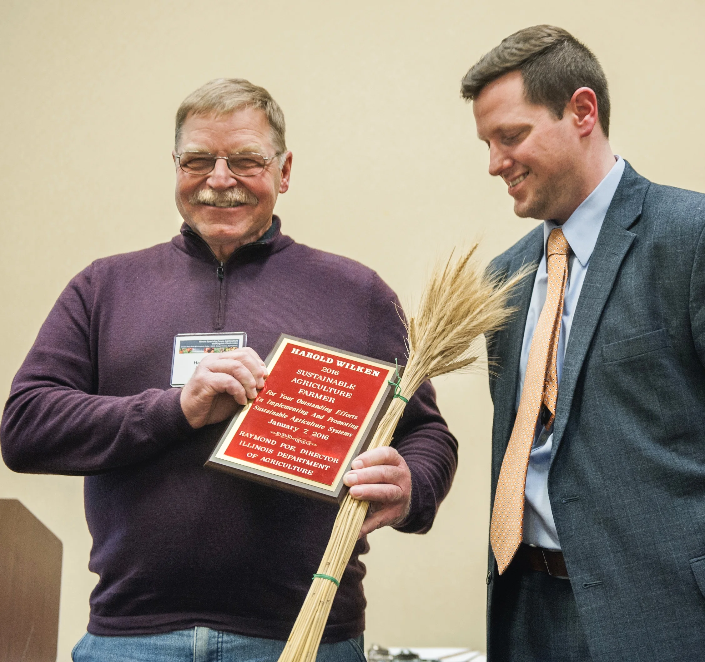 Harold Wilken was honored with the R. J. Vollmer Award by the Illinois Department of Agriculture .