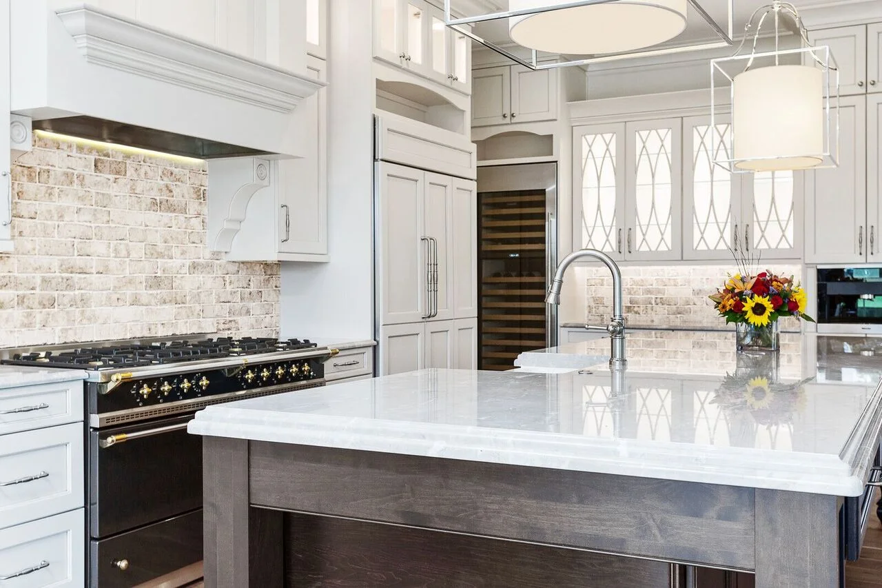 55” Lacanche range in anthracite finish color.55” Lacanche® French range in anthracite finish color dazzles in this Lexington kitchen