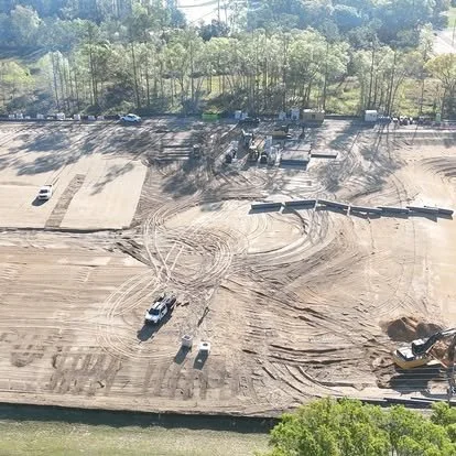 Aerial view of mass grading operation