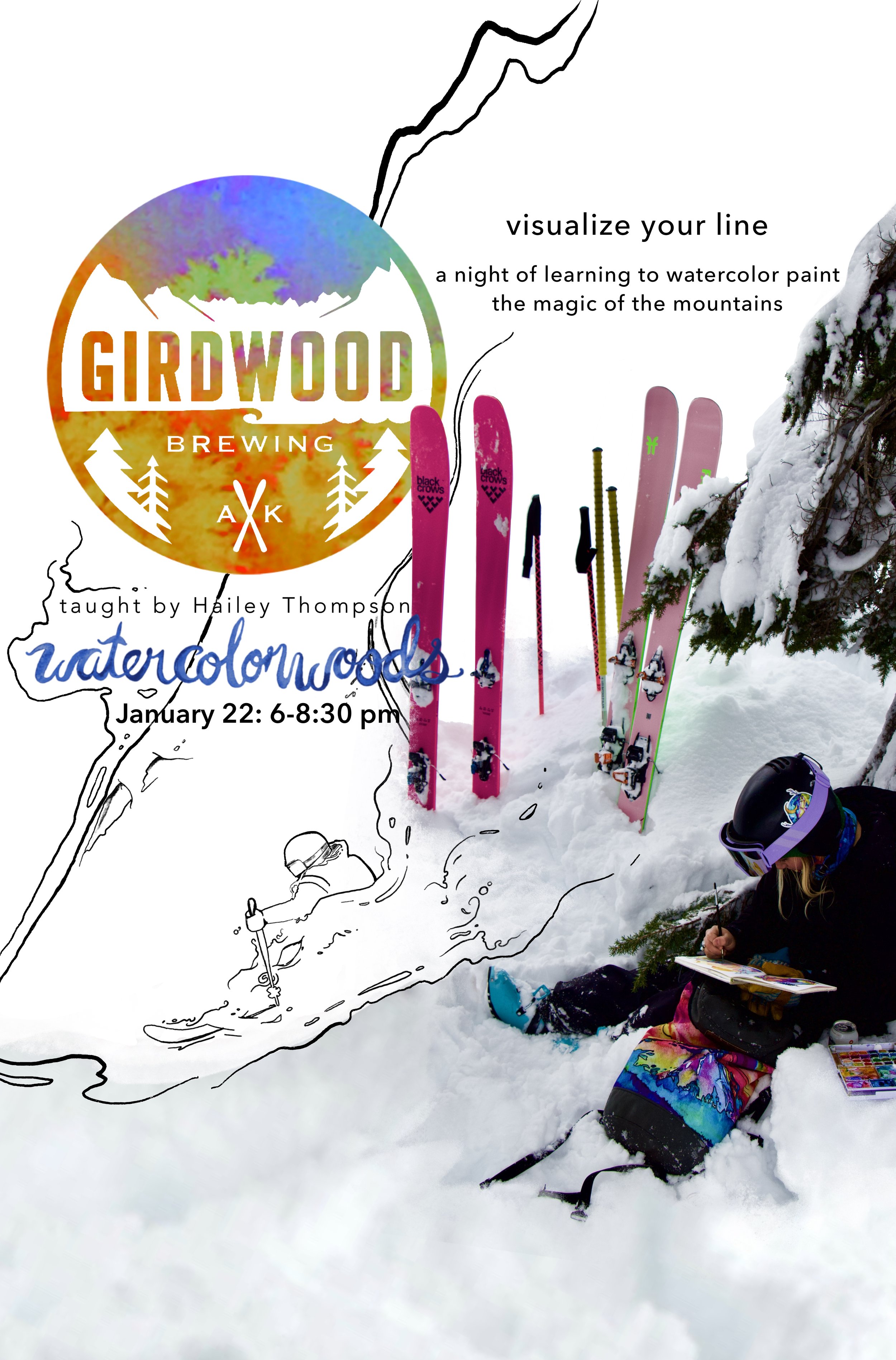 Girdwood Brewing Co x Watercolorwoods Paint Lesson