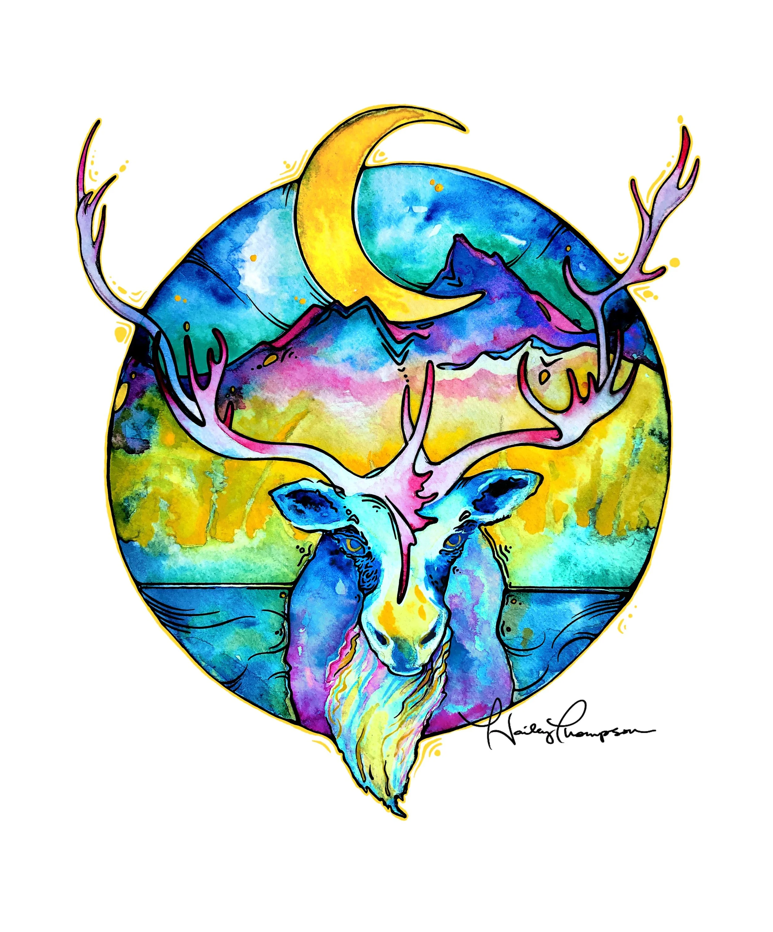 Moonrise Caribou
