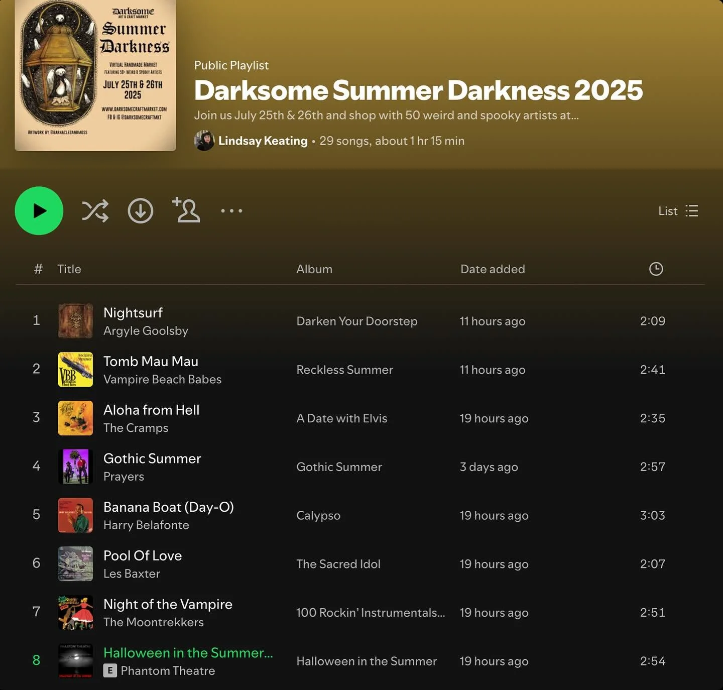 🌒 Check out our event playlist on Spotify! 🎵

Link in bio ⛓️

#darksome #darksomecraftmkt #darkart #darkartists #darkartandcraft #horror #summerdarkness