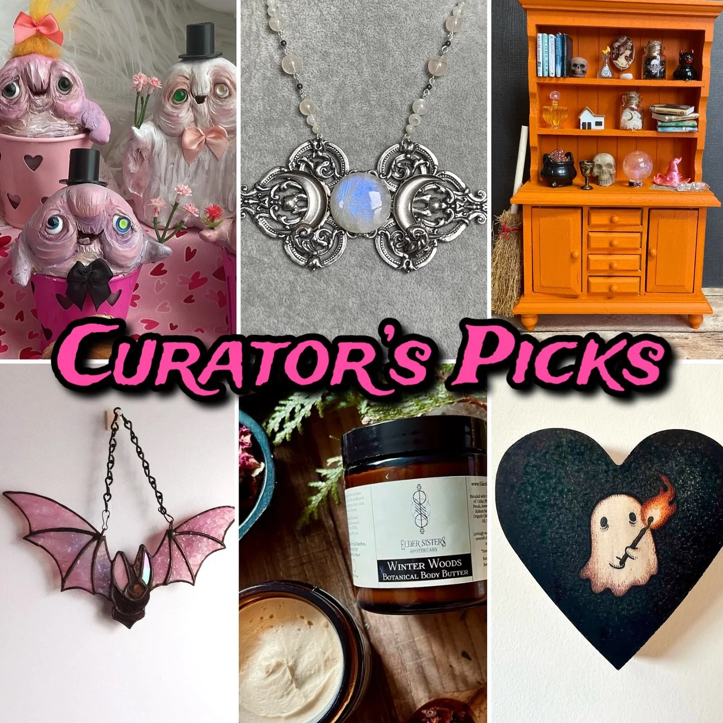 A few of my favorite things&hellip; 😍

@jacqueline.a.hay 
@laurelwitting 
@spookymama13 
@manymoods.studio 
@eldersistersapothecary 
@slewisillustration 

#darksome #darksomecraftmkt #loveyoutodeath #darkart