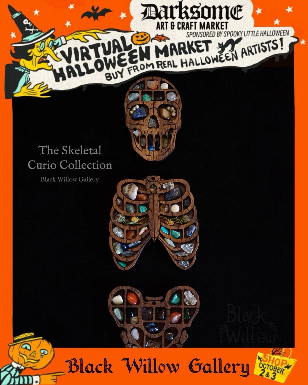 ᐯIᖇTᑌᗩᒪ ᕼᗩᒪᒪOᗯEEᑎ ᗩᖇT ᗰᗩᖇKET 🎃 Artist Announcement 🎙️ @blackwillowgallery 

Black Willow Gallery is the handmade work of artist Lupe Flores and woodworker Saide Garc&iacute;a, based in Compton, California since 2010. Original miniature paintings, a