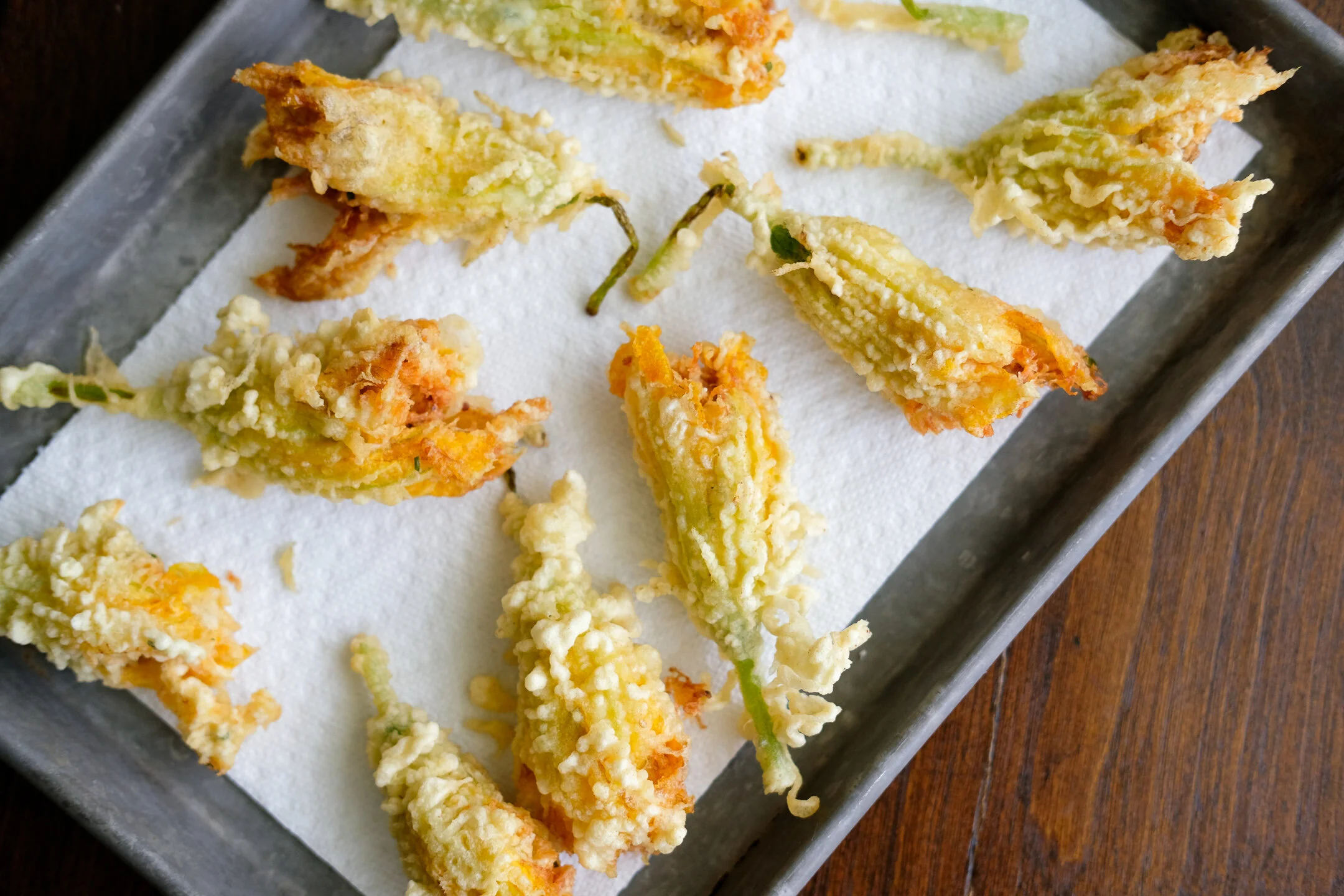 Tempura Fried Crab Stuffed Squash Blossoms