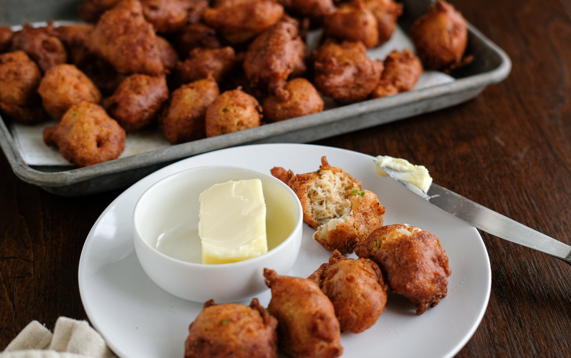 Delicate, sizzling hush puppies