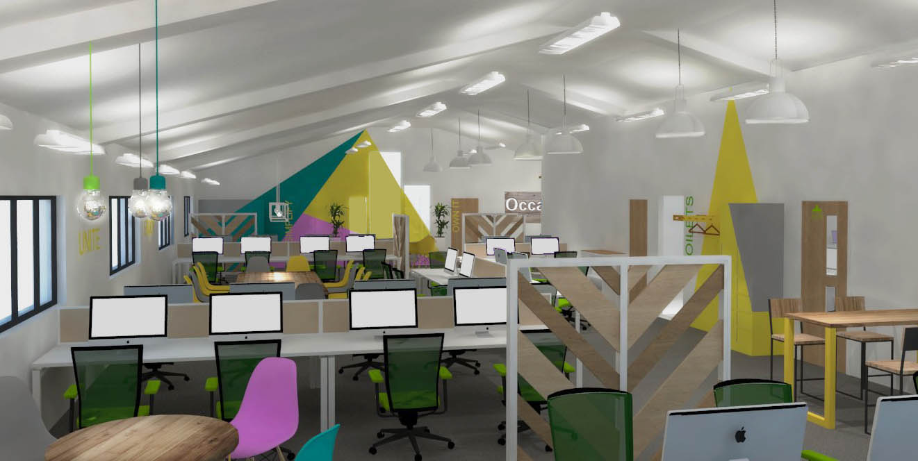 3D visual of main office space