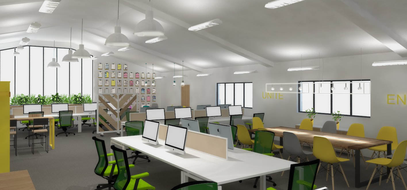 3D visual of main office space