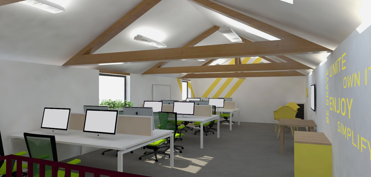 3D visual of stables office space