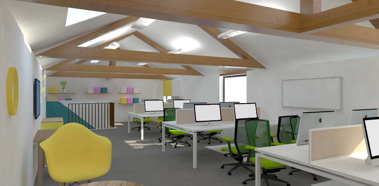 3D visual of stables office space