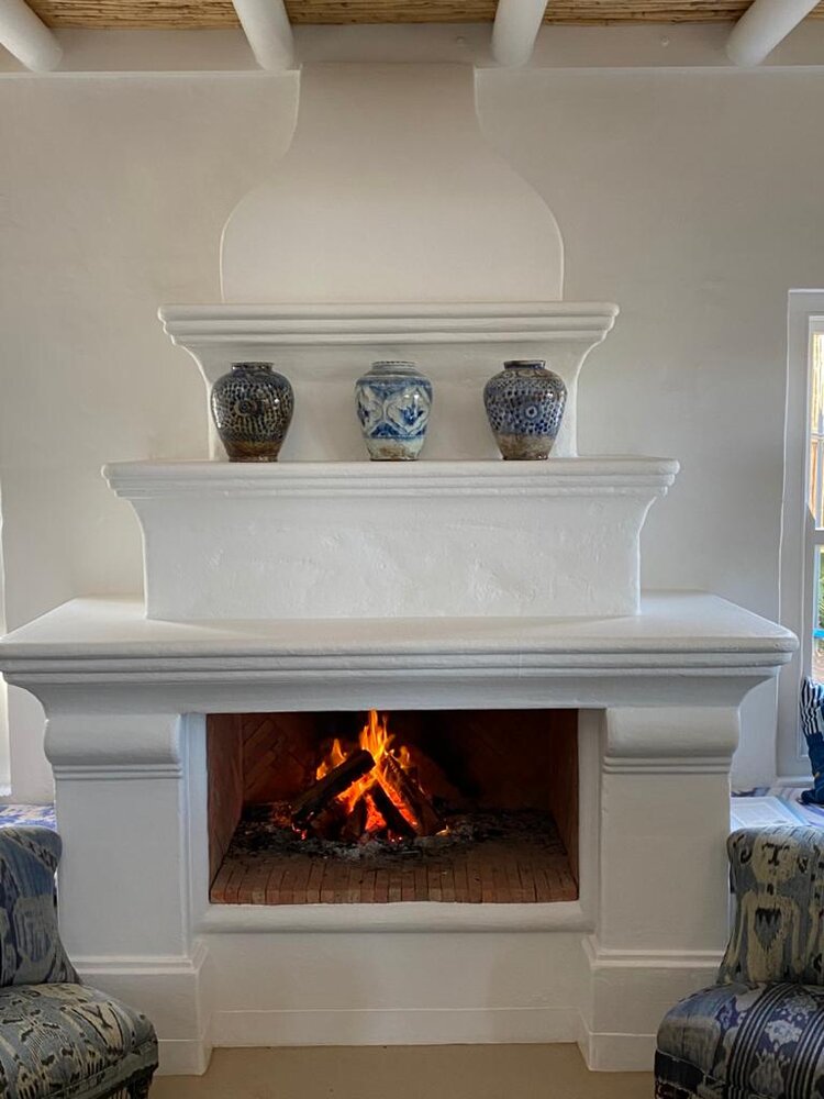 My dream Fireplace and beloved blue vases.