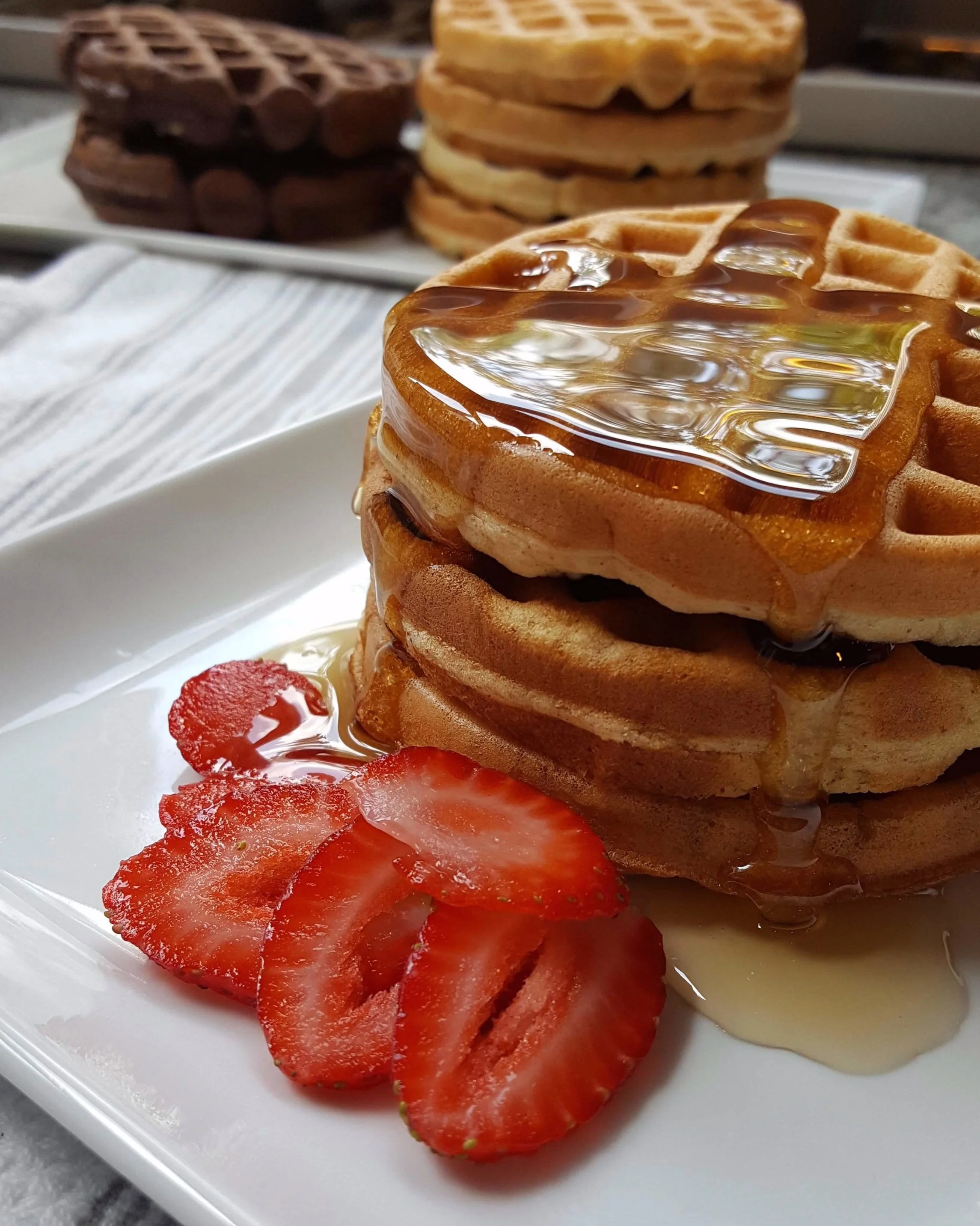 Smothered with Choc Zero syrup and one tiny strawberry, sliced. :)