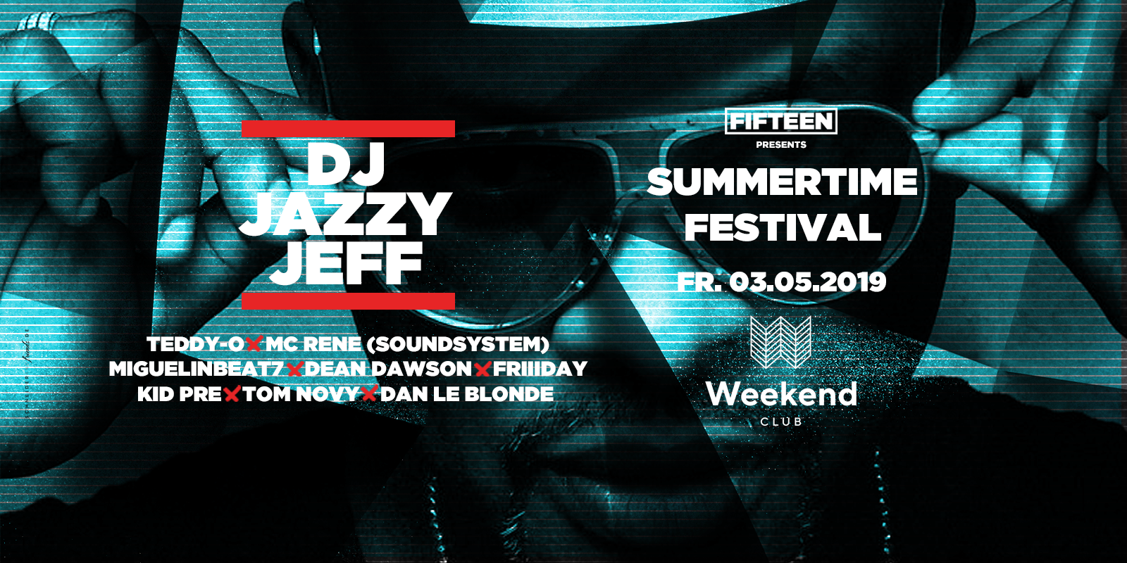 Summertime Festival | DJ Jazzy Jeff - Teddy O - Tom Novy Here it is - the groove slightly trans - formed just a bit of a break from the norm …“ … wer kennt sie nicht, diese ersten Worte eines der größten Sommerhits, die je geschrieben wurden. „Summertime" ist wohl DER TRACK, der „DJ Jazzy Jeff & The Fresh Prince“ aka Will Smith zu weltweiten Stars gemacht hat. Die meisten kennen das musikalische Duo bereits aus “Der Prince von Bel Air“. Dieses einzigartige Lebensgefühl, das wohl jeder hat, der den Track „Summertime“ kennt, bringen wir Euch für eine unvergessliche Nacht mit dem Erfinder des Scratchens „DJ Jazzy Jeff“ nach Berlin.