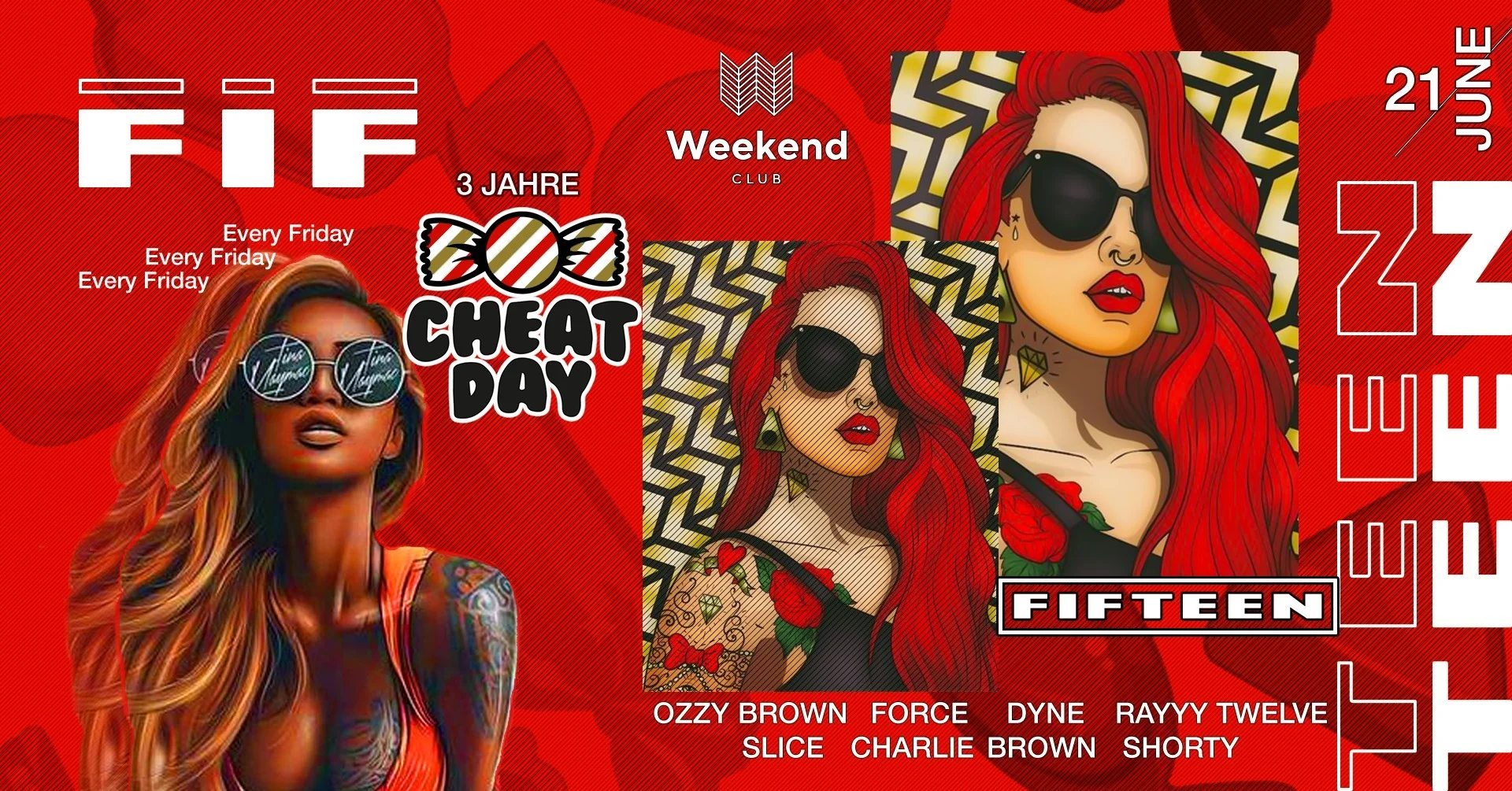 Fifteen x Cheat Day We want to create a spot for people with open minded visions of music & fashion. An esthetic look is an essential step to treat your body like it deserved. Be curious - be a part. Every Friday finest Hip Hop with best local and international DJs.