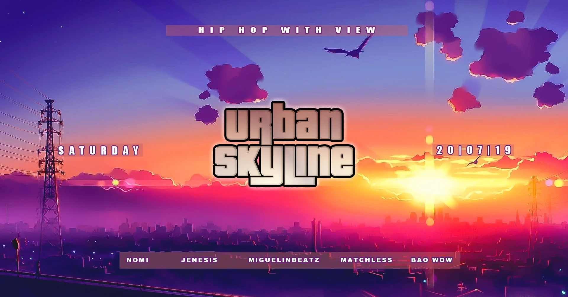 Urban Skyline We call it ,highest turn up in town’ Once a month we invite people to our Family & Friends meet up in our loving living room and they know what is expecting them. Greatest view over the City with bomb turn up vibes. We create an interaction with people on the dance floor and the DJ.