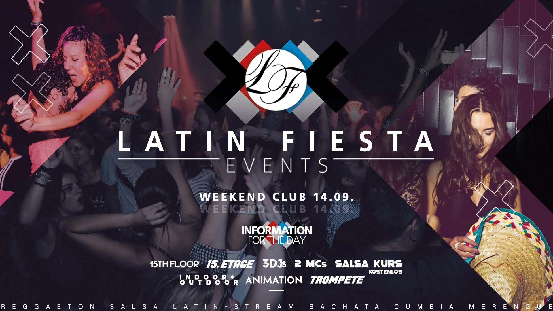 Latin Fiesta Season Opening The biggest Latin Party in Berlin returns.! Latin Fiesta- El Original shows you hot rhythms, danceable music for EVERYONE and the best view over Berlin! Only with the original you will get guaranteed authentic feeling of a whole continent. VAMOS!