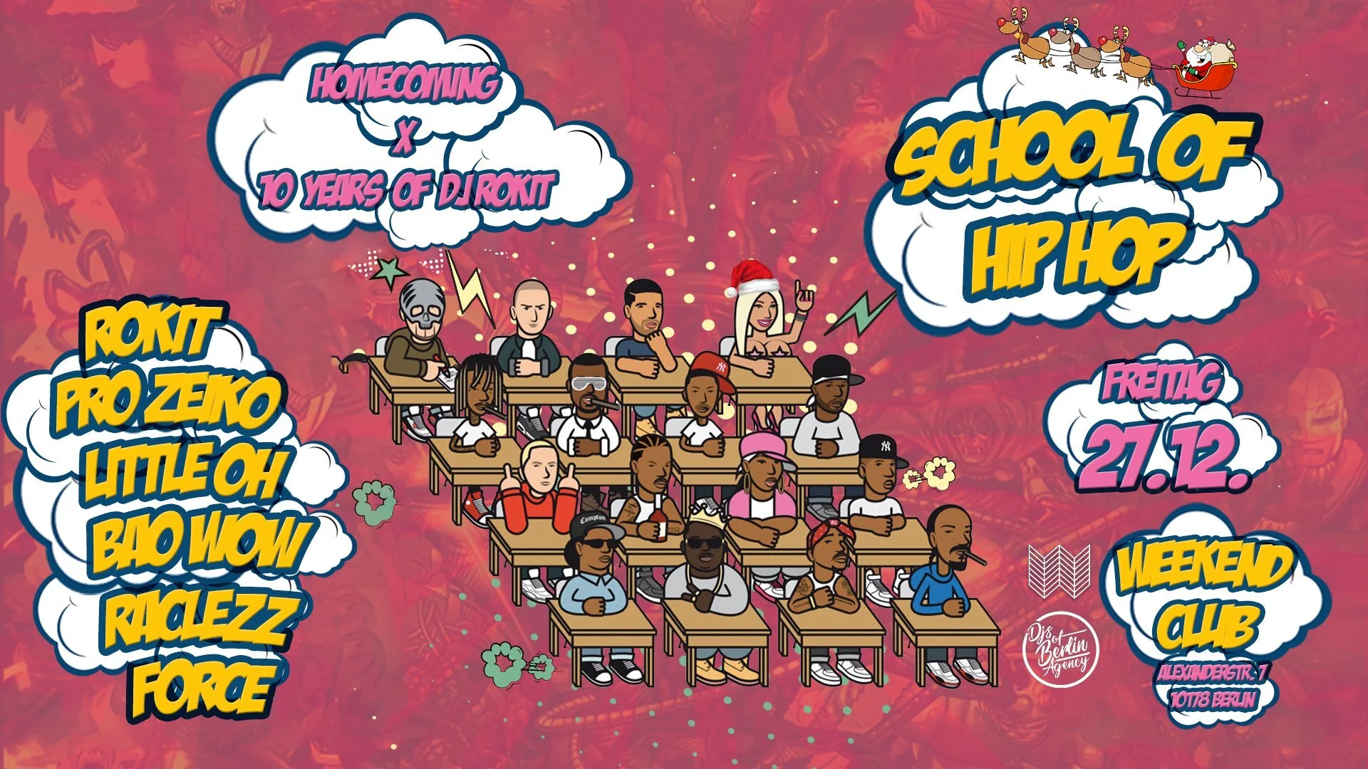 SCHOOL OF HIP HOP HOMECOMINGThe Christmas holidays are over. This is exactly the right time to dance away a few pounds of Christmas dinner before the the new year. For this occasion we invite you to the Hip Hop highlight  in the most beautiful locat…