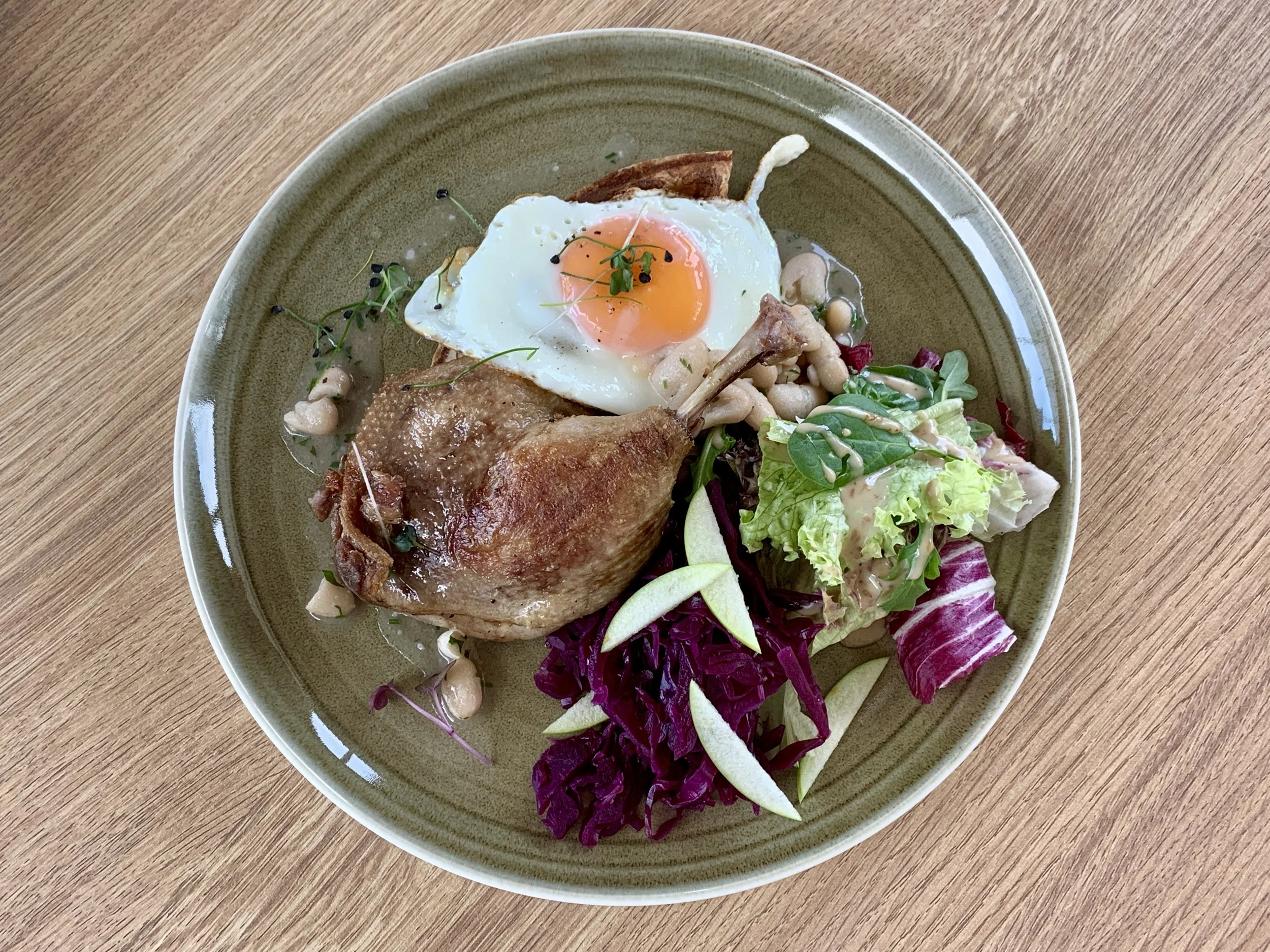 Confit Duck & Waffle with Apple Slaw