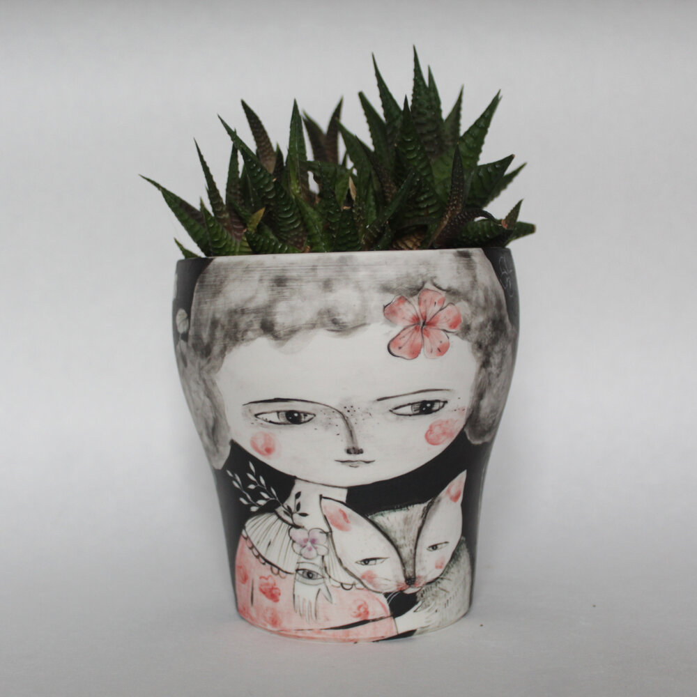 vase /cache pot  visage vase -planter face — Anne-Laure Charlier