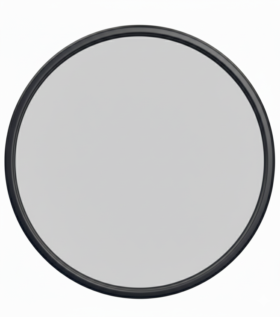 Round Black Framed Mirror