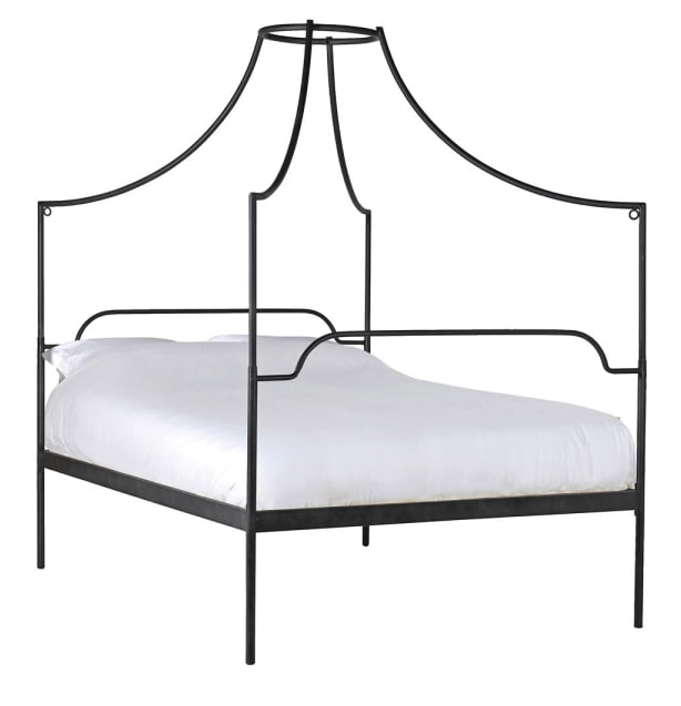 Black Italianate Campaign Canopy 5ft, Black Metal Four Poster Bed King Size