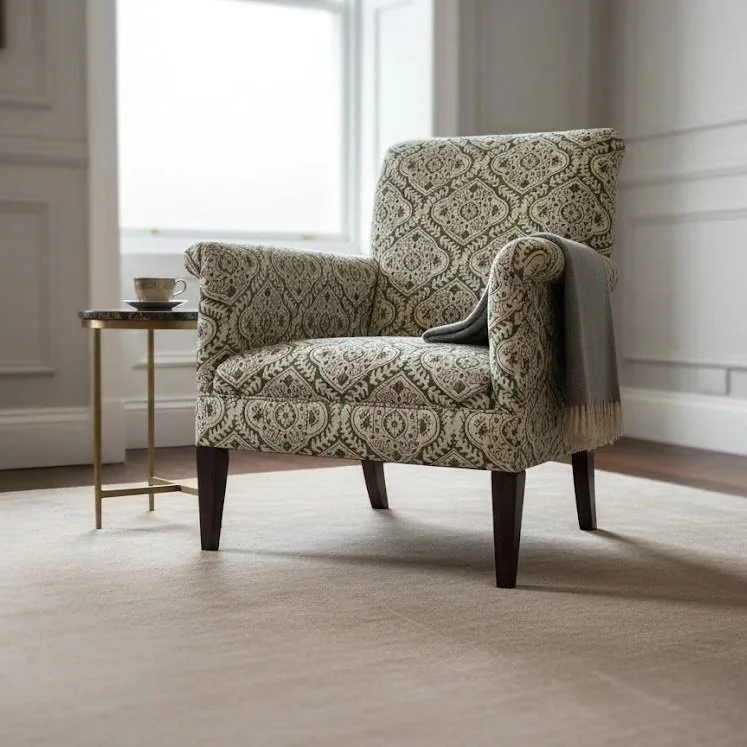 Bamford Library Chair Upholstered in Linwood Bibi Emerald
