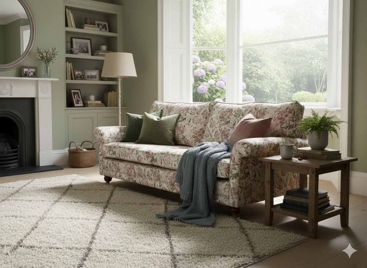 The Heritage Floral Scroll-Arm Sofa