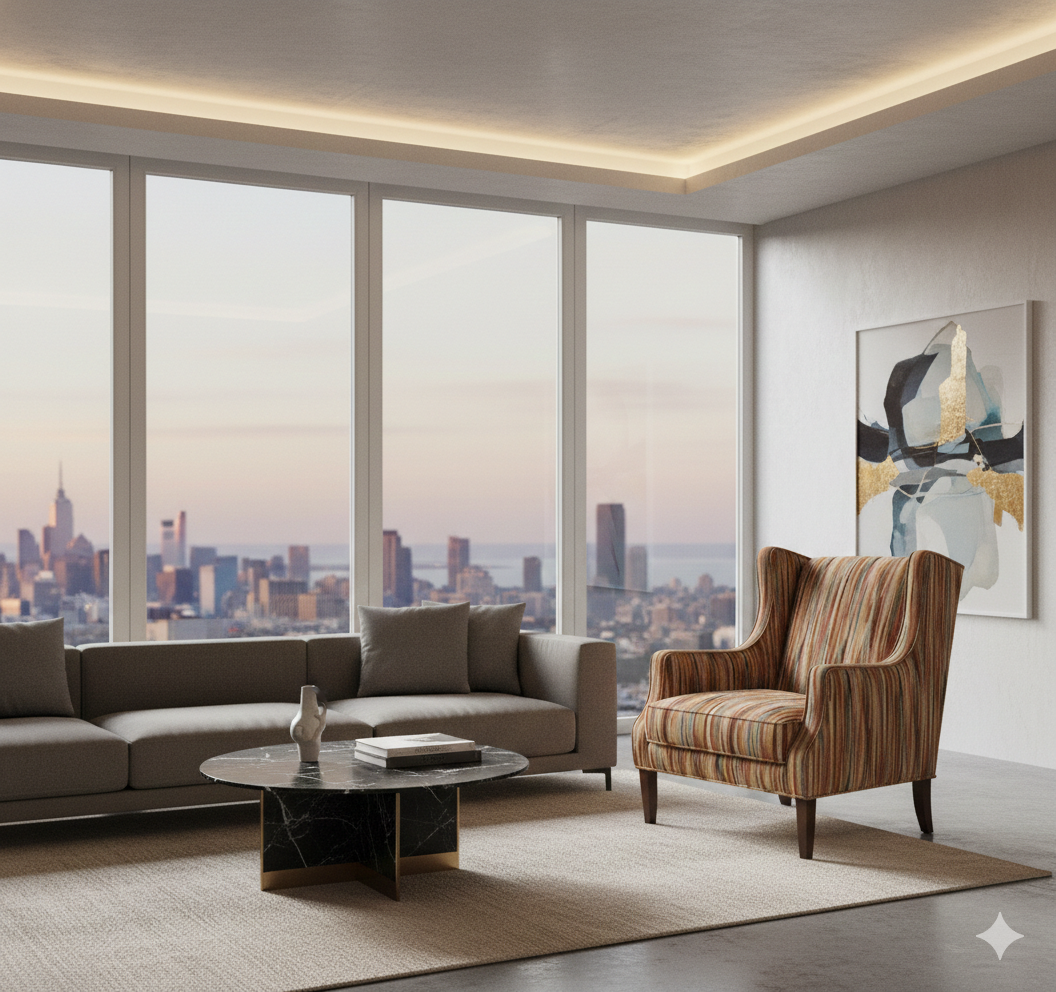 Cagney Wingback Armchair in Romo Benito