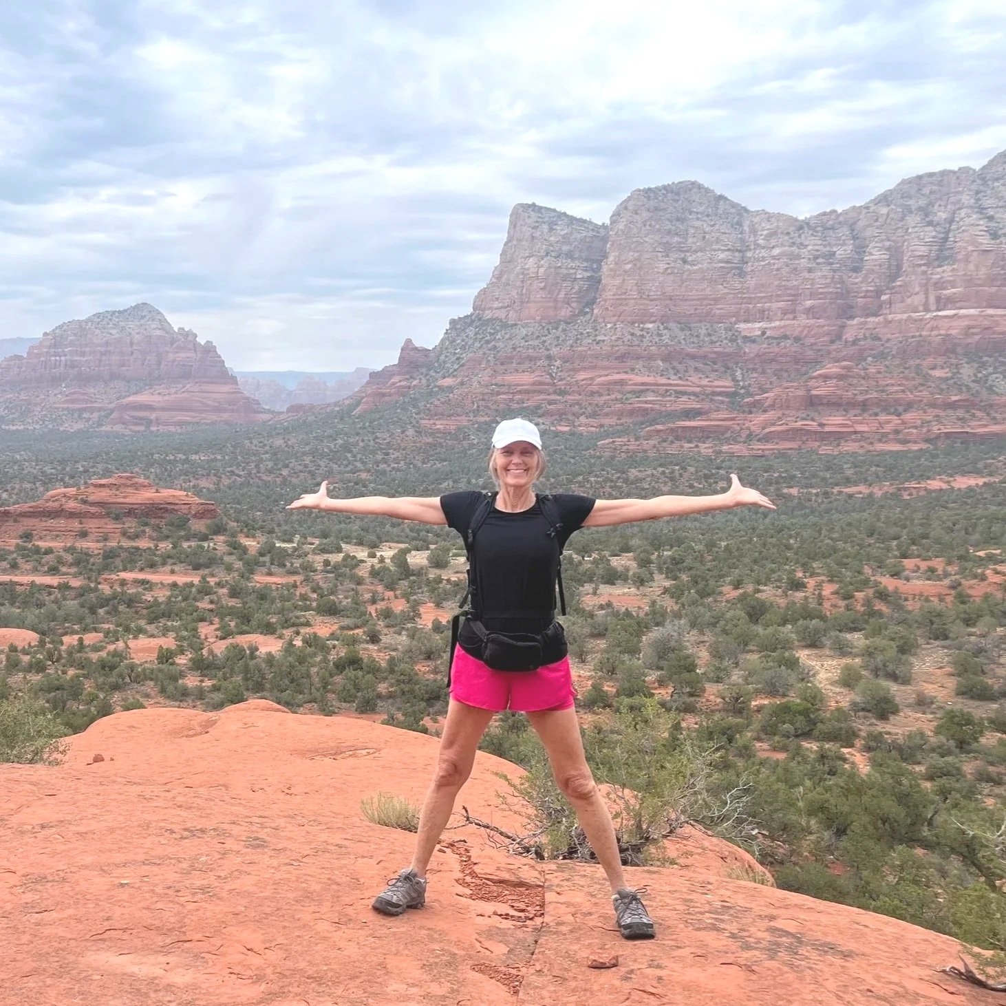 Somatic and energy healer Diane stakoe on Bell Rock in Sedona, Arizona