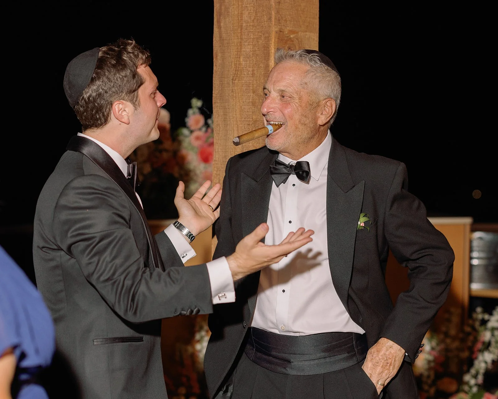 smoking cigar at Jewish weekend wedding in Park City