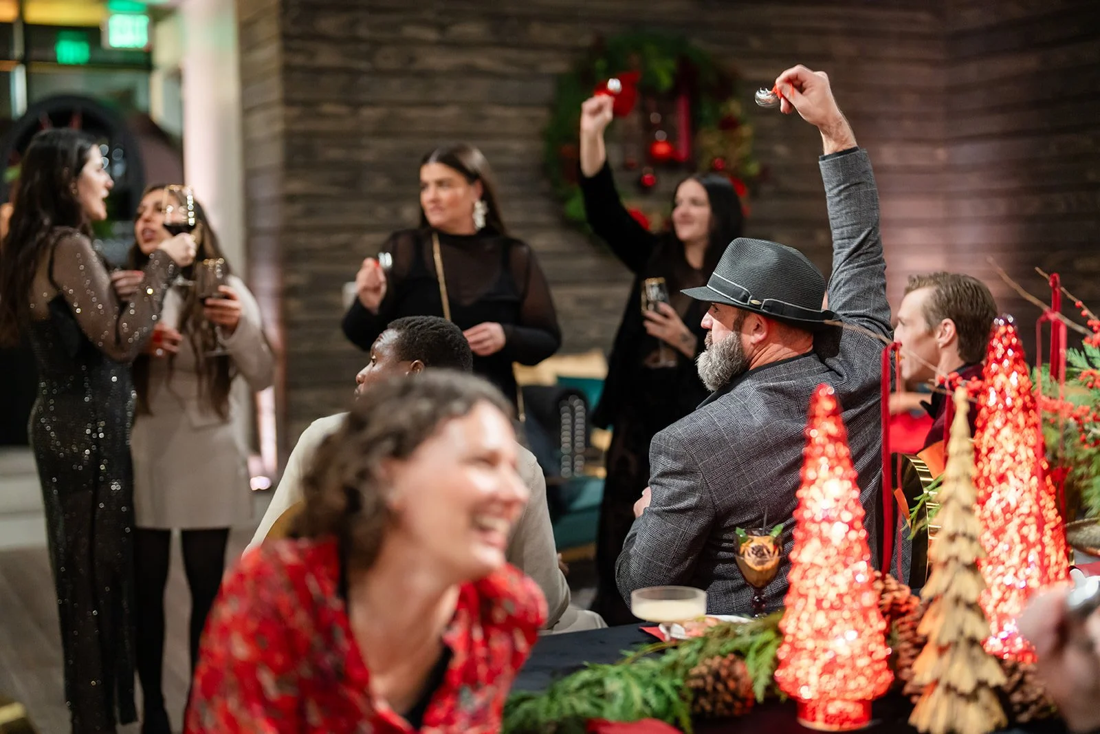 ringing jingle bells at holiday party