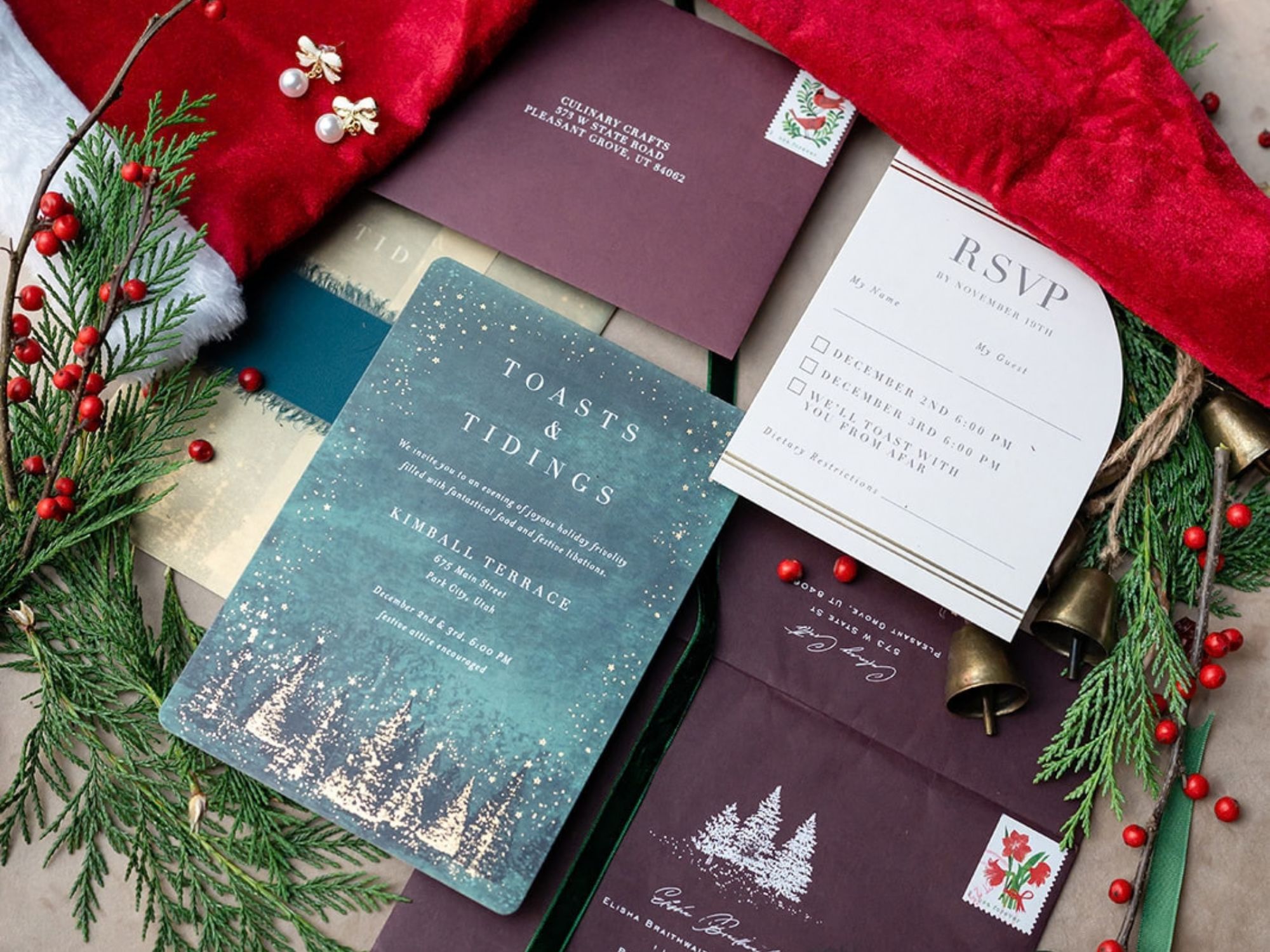 RSVP, invitations, holiday party invites