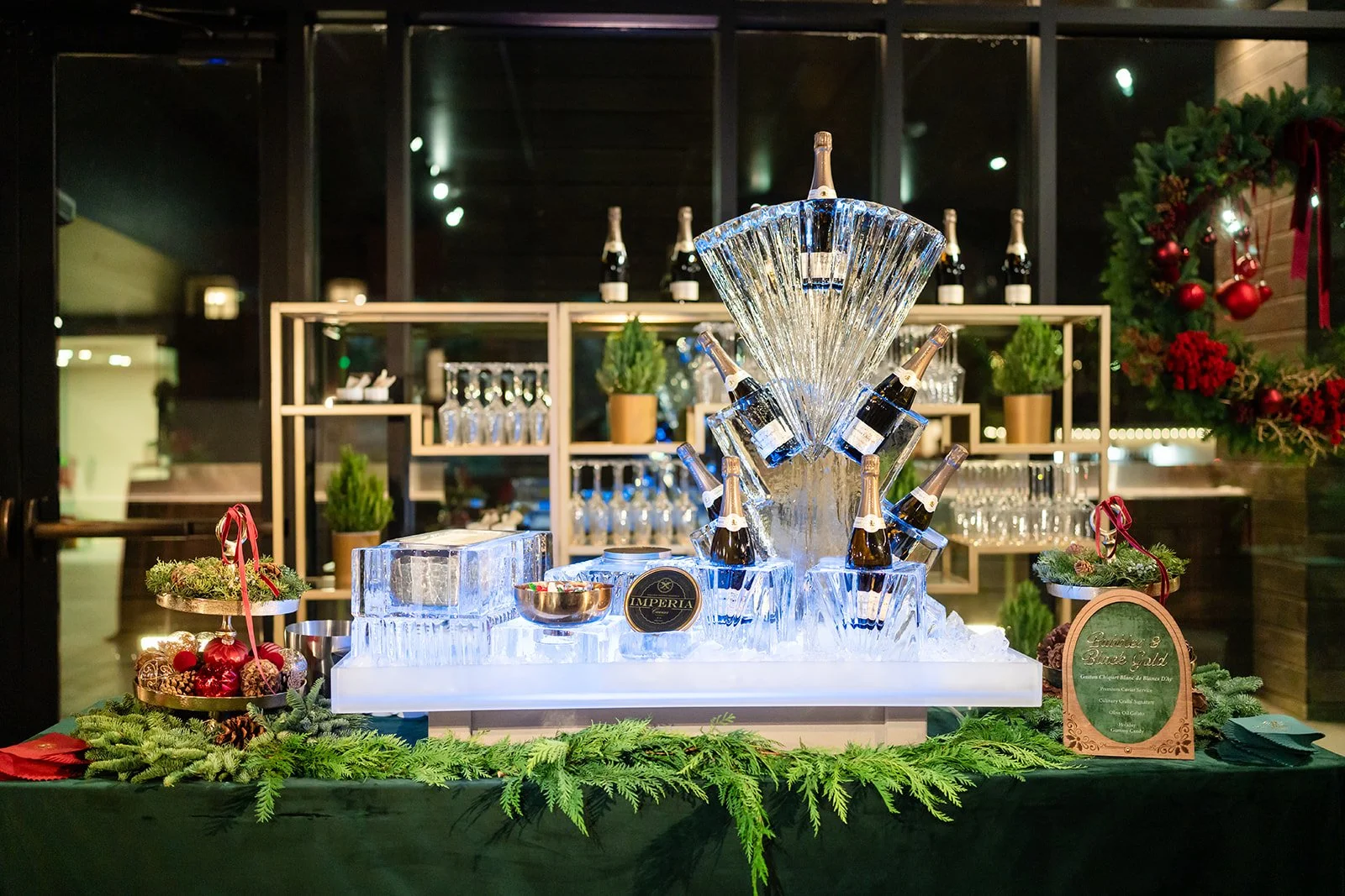 champagne ice sculpture, ice sculpture for chilling champagne