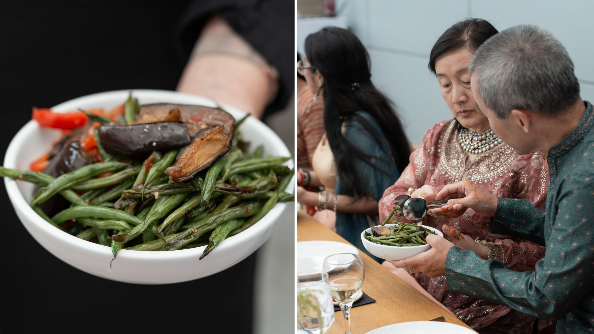 Korean green beans at fusion wedding