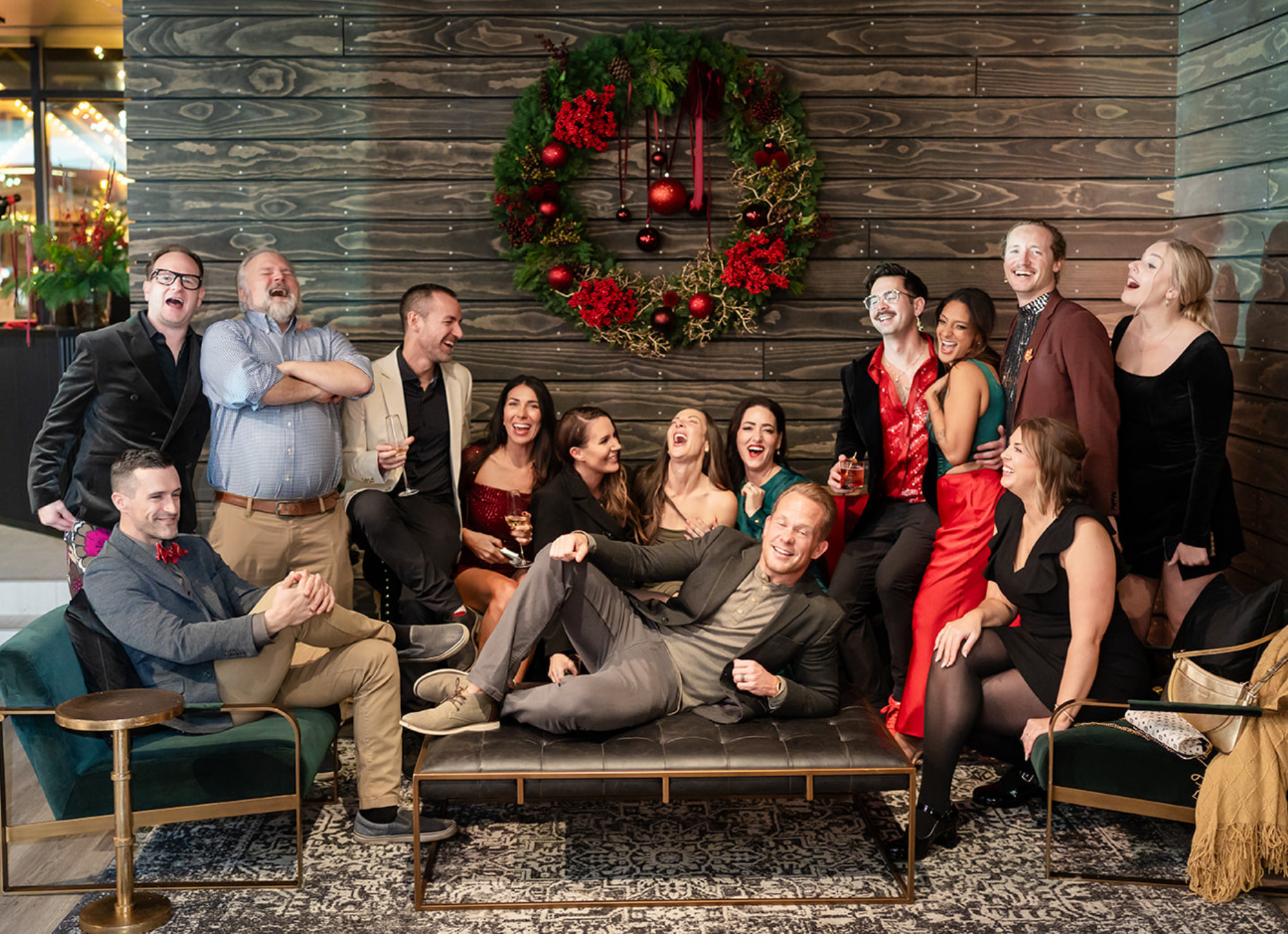 Utah hospitality experts, Utah wedding planners, Utah party planners, Utah rentals, Christmas party guests laughing