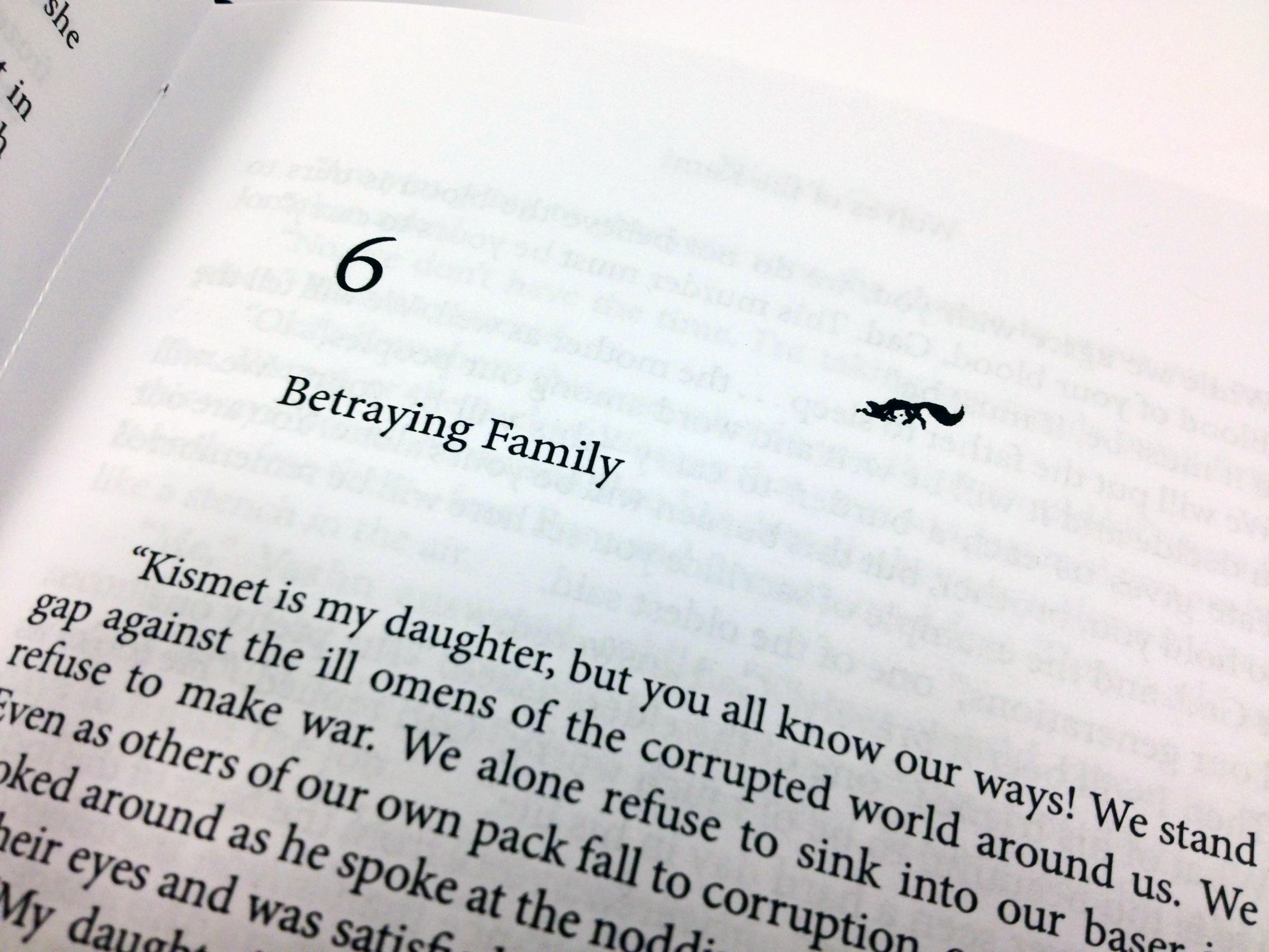 Each chapter page includes a small fox illustration as a reference to the fox Kami who features in the book.