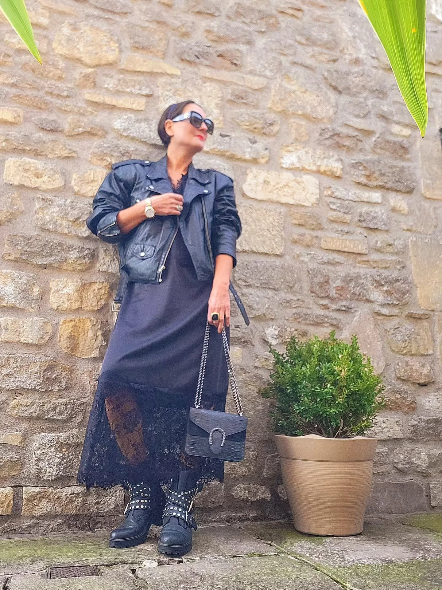 Leather &amp; Lace. A treasure find at a vintage fayre that I'll keep and wear forever. A classic 80's vintage leather jacket. #leatherandlace #mystyle #Sanfilippostyle