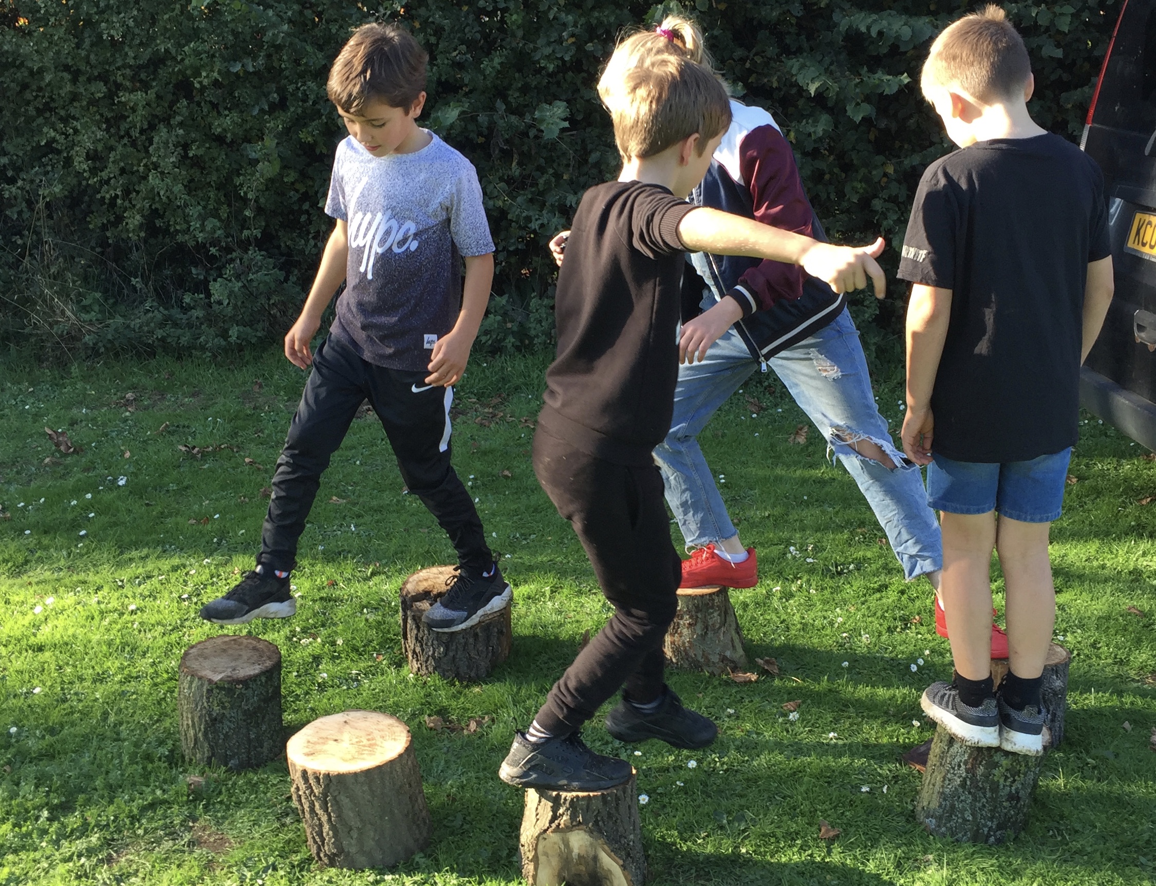 The children invented a ‘Stepping Stone Maths’ game. Intellectual, physical, coordination, agility, teamwork, communication, social and emotional development.
