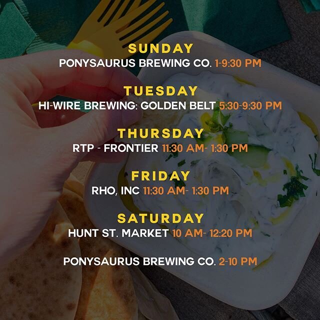 🥙Here's where you can find our truck this week! 📍Today we're at @ponysaurusbrewing from 1-9:30 PM!