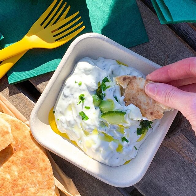 📍Find the truck today at @hiwirebrewing_durm today from 5:30-9:30 PM and grab a side of tzatziki and a warm pita!